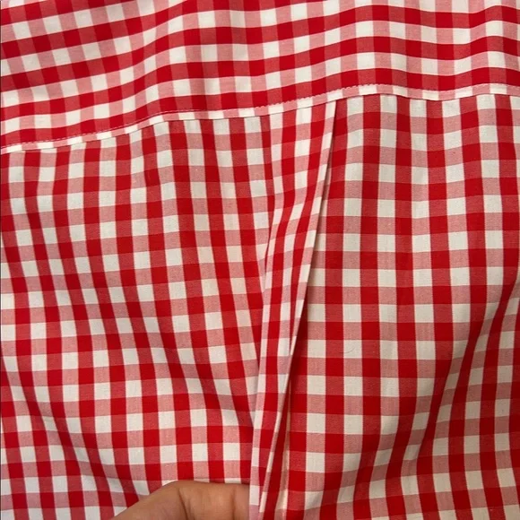 Lands’ End Red white gingham sleeveless shirt cotton size 4 P - Picture 10 of 10